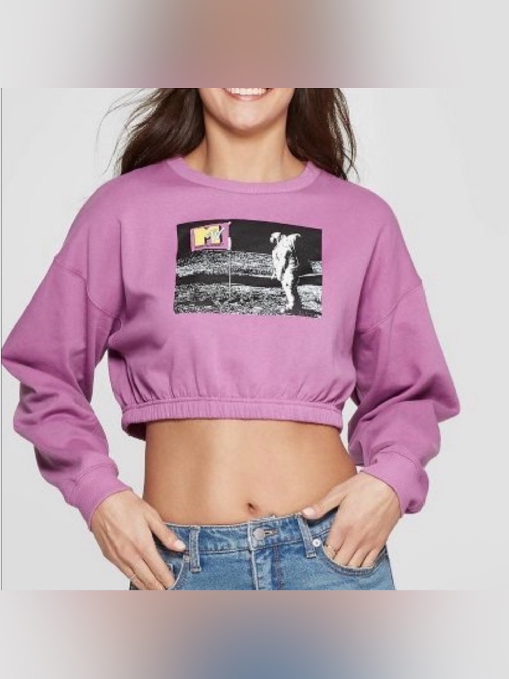 MTV Moon Man Long Sleeve Crop - Size Small